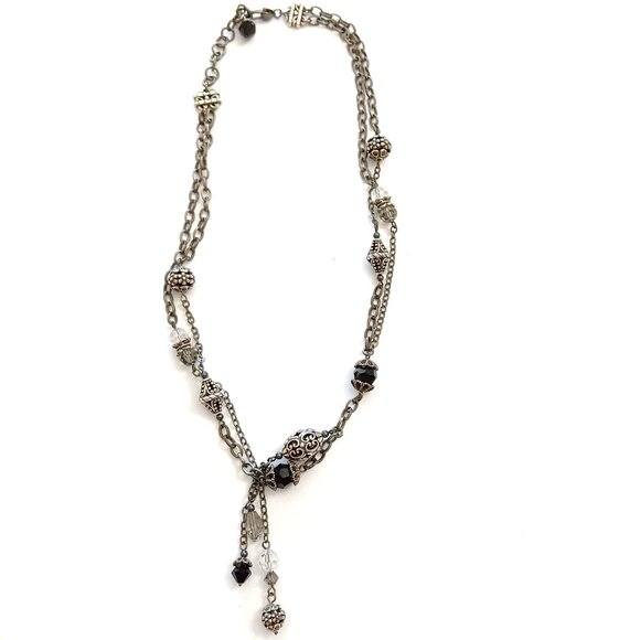 Brighton JET SET Bead &amp; Crystal Black Gun Metal Necklace &amp; Bracelet Set - Picture 4 of 5